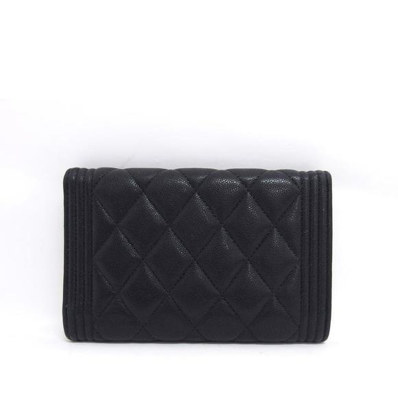 Chanel Small Wallet  Black Leather Boy - Picture 1 of 11